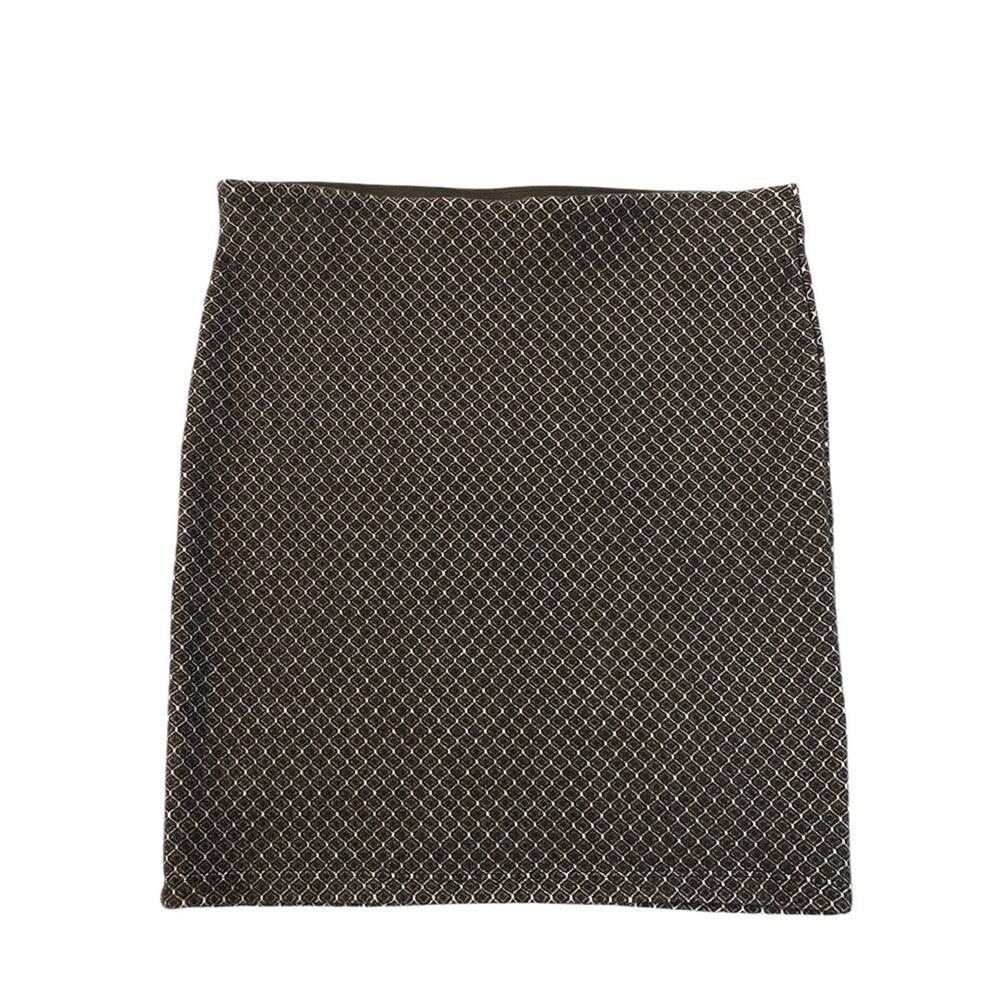 LOFT Textured Black Diamond Print Knit Knee Length Skirt Size Medium